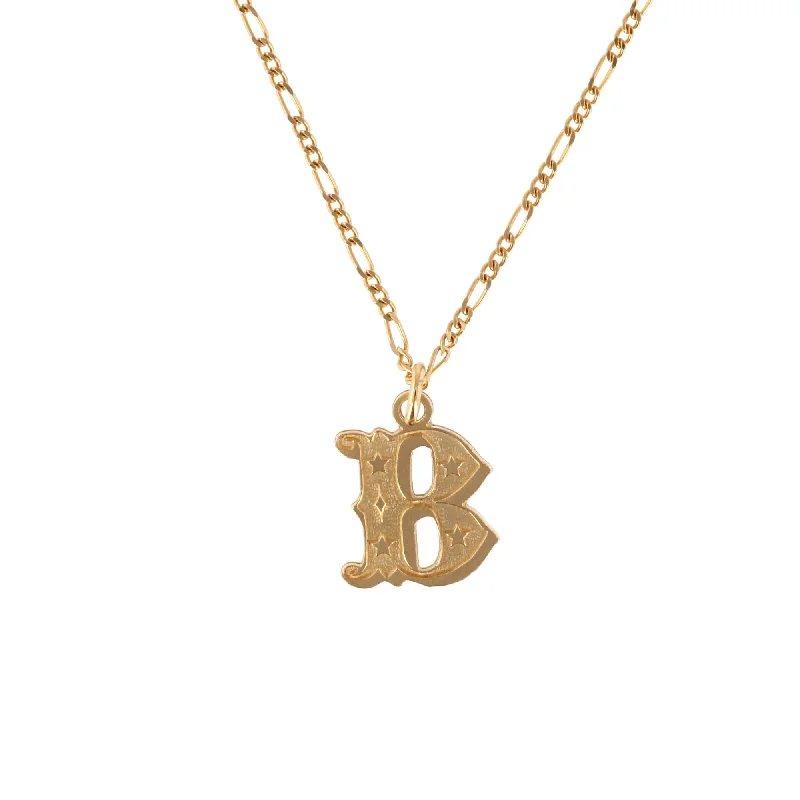 Embossed disc necklaces-Circus Letter B Gold Plated Necklace