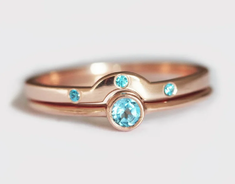 Oval stone rings-Gold Topaz Ring, Rose Gold Wedding Ring Set