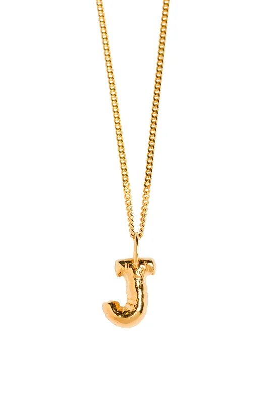 Hemp cord necklaces-Letter J Gold Plated Necklace