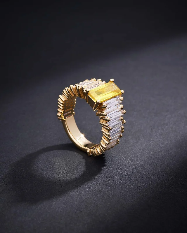 Woven thread rings-One of a Kind Yellow Sapphire Sunbeam Ring