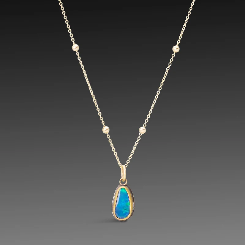 Bow knot necklaces-Australian Opal Necklace