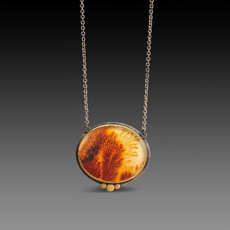 Heirloom locket necklaces-Oval Dendritic Agate Necklace