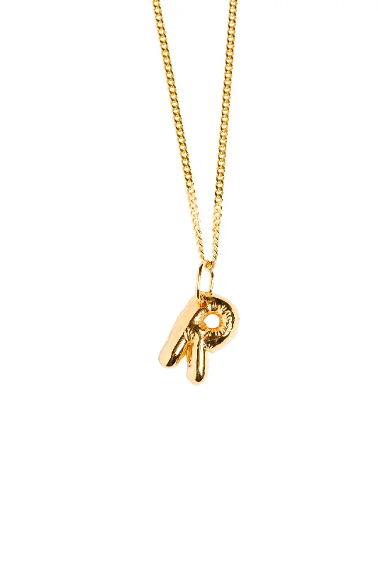 Celestial sign necklaces-Letter R Gold Plated Necklace