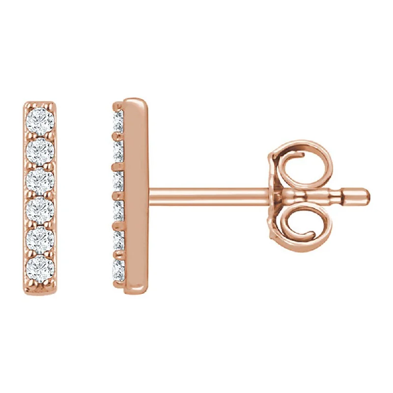 Fringe tassel earrings-1.5 x 8.6mm 14k Rose Gold 1/10 CTW (H-I, I1) Diamond Bar Earrings