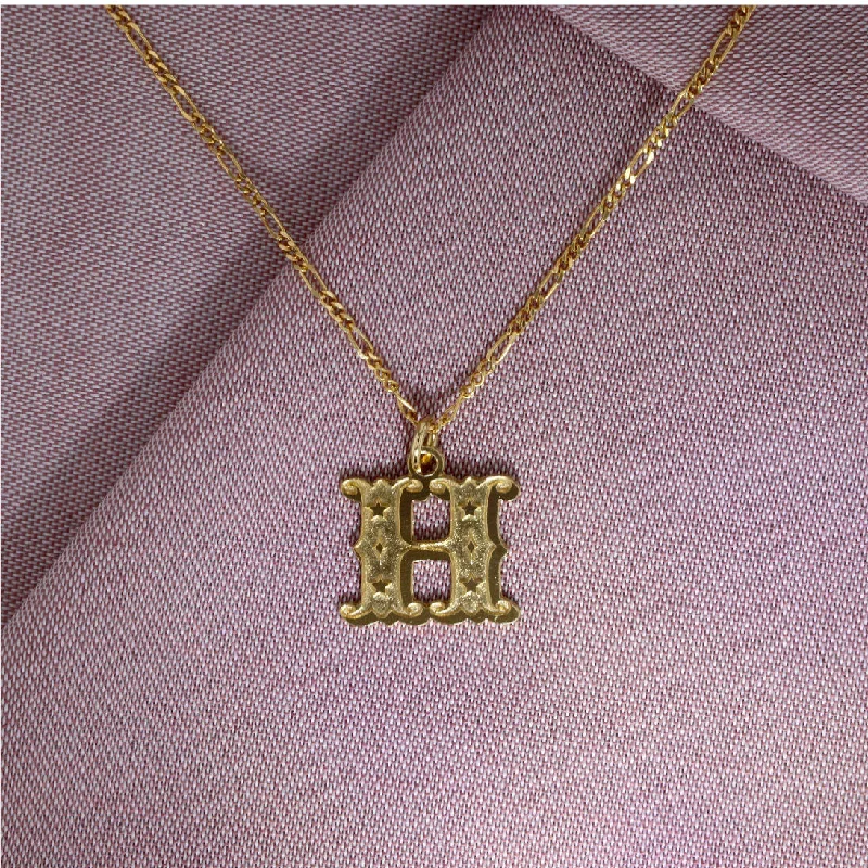 Peridot stone necklaces-Circus Letter H Gold Plated Necklace