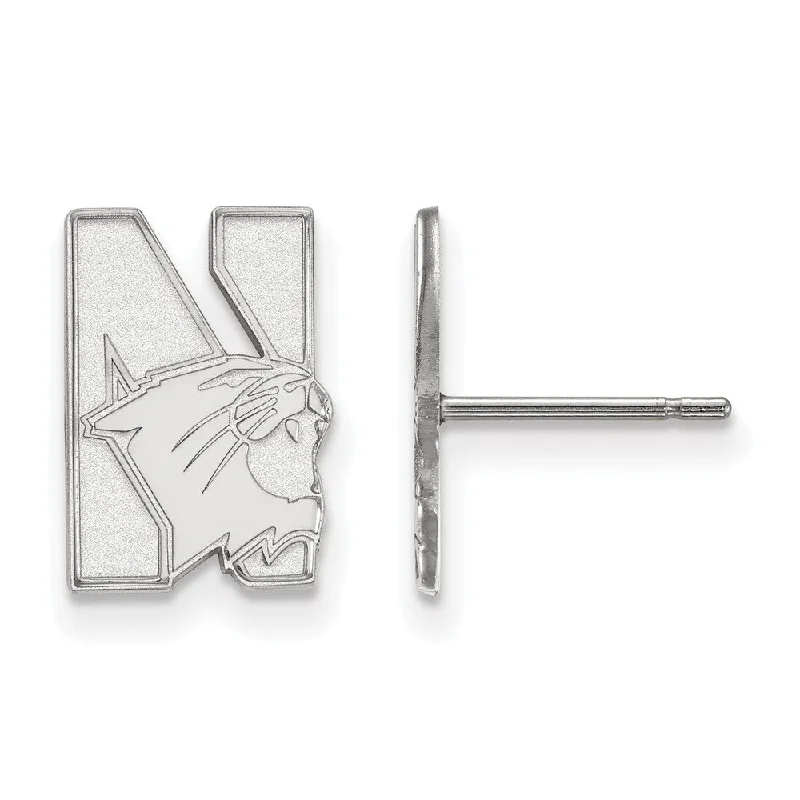 Indian tile earrings-14k White Gold Northwestern University Small Post Earrings