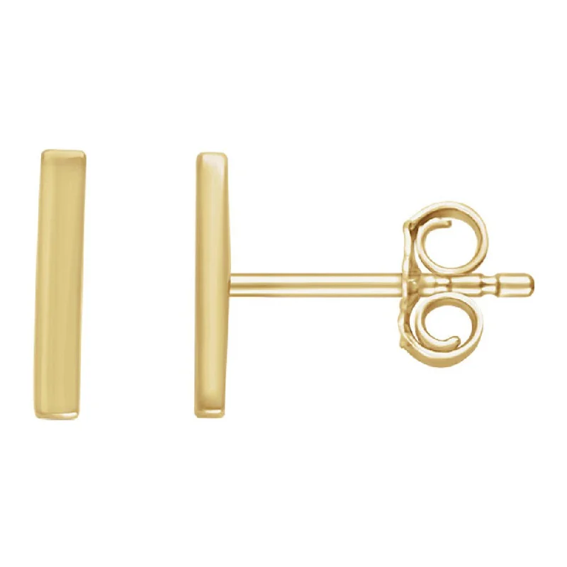 Classic flair earrings-1.8 x 8.7mm (3/8 Inch) 14k Yellow Gold Small Vertical Bar Earrings