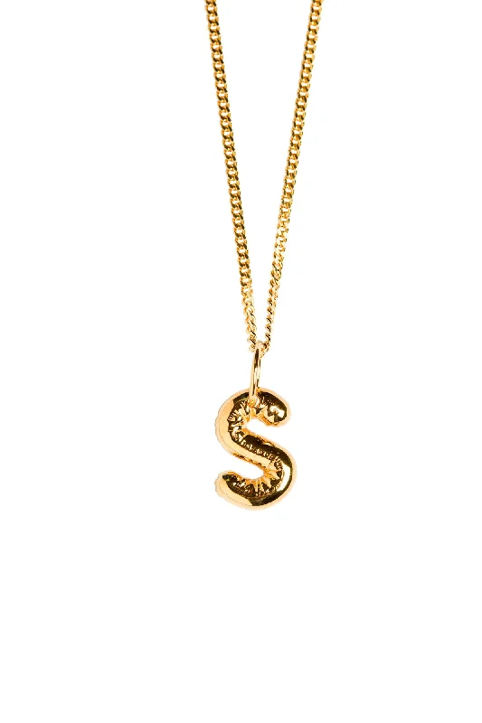 Neon beaded necklaces-Letter S Gold Plated Necklace