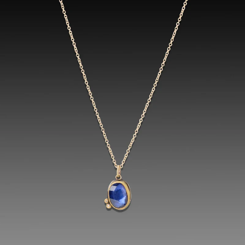 Parent birthstone necklaces-Sapphire Necklace with Diamonds