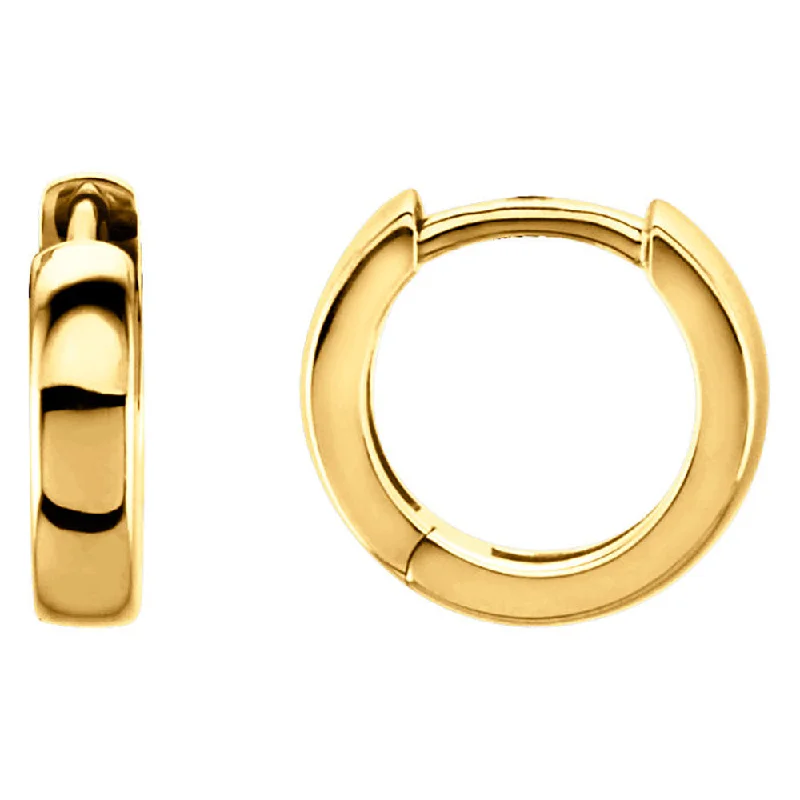 Large hoop earrings-3 x 11.5mm (1/8 x 7/16 In) 14k Yellow Gold Hinged Round Hoop Earrings