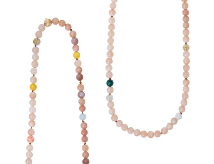 Hope charm necklaces-Bead collier Pearls, Blush 90 cm.