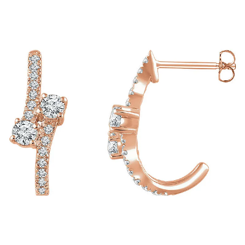 Quirky pair earrings-7 x 19mm 14k Rose Gold 5/8 CTW (H-I, I1) Diamond Two-Stone Earrings