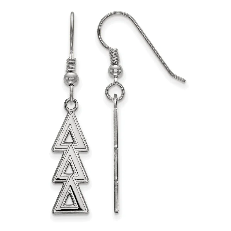 Lavish statement earrings-Sterling Silver Delta Delta Delta Dangle Medium Earrings