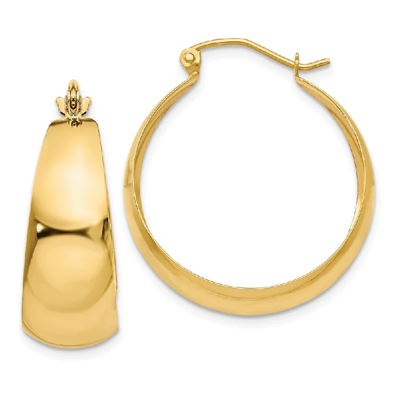 Georgian style earrings-14k Yellow Gold Wide Tapered Round Hoop Earrings, 27mm (1 1/16 Inch)