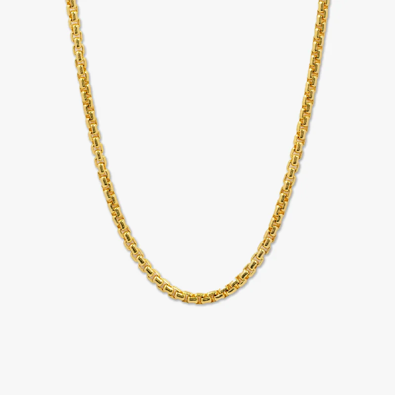 Planet charm necklaces-Box Chain Necklace In Yellow Gold Plated 1.5mm- Eco-Friendly