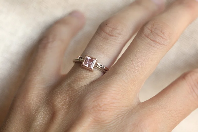 Stained wood rings-Morganite Wedding Ring Set, Morganite Wedding Set