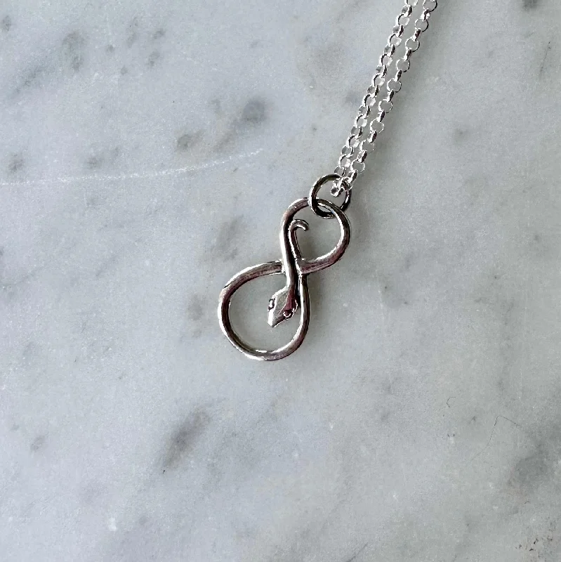 Ancient coin necklaces-Sterling Infinity Serpent Necklace