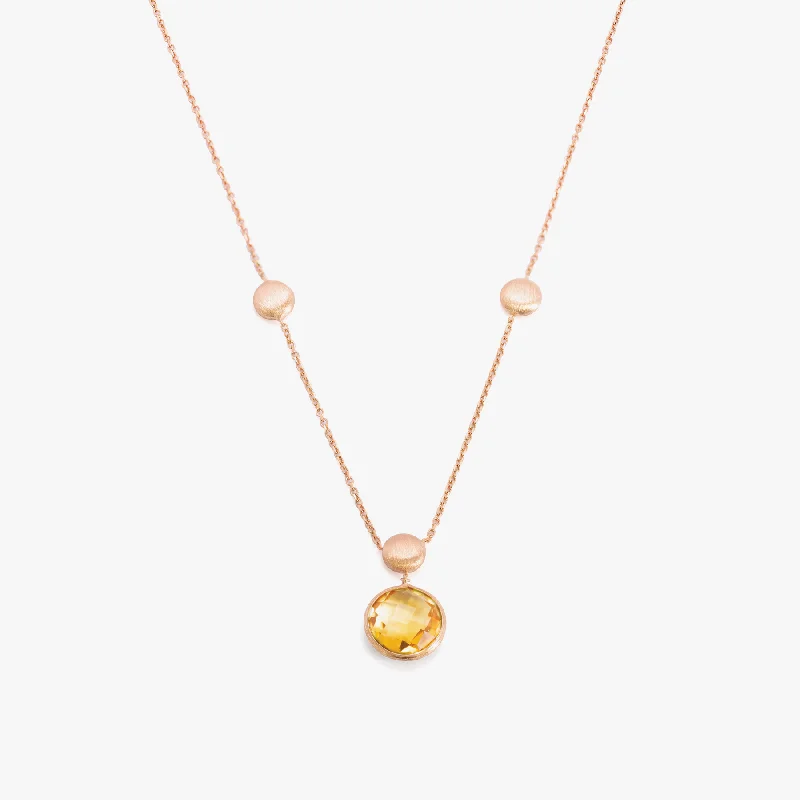 Flapper style necklaces-14K satin rose gold Kensington single stone necklace with citrine