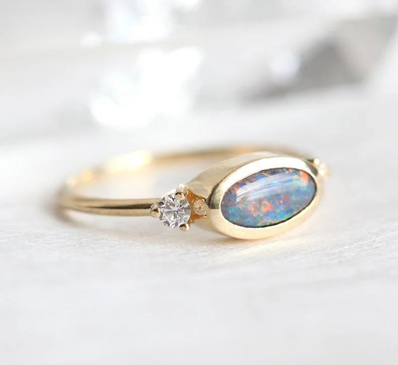 Star birthstone rings-Beth Oval Opal Ring