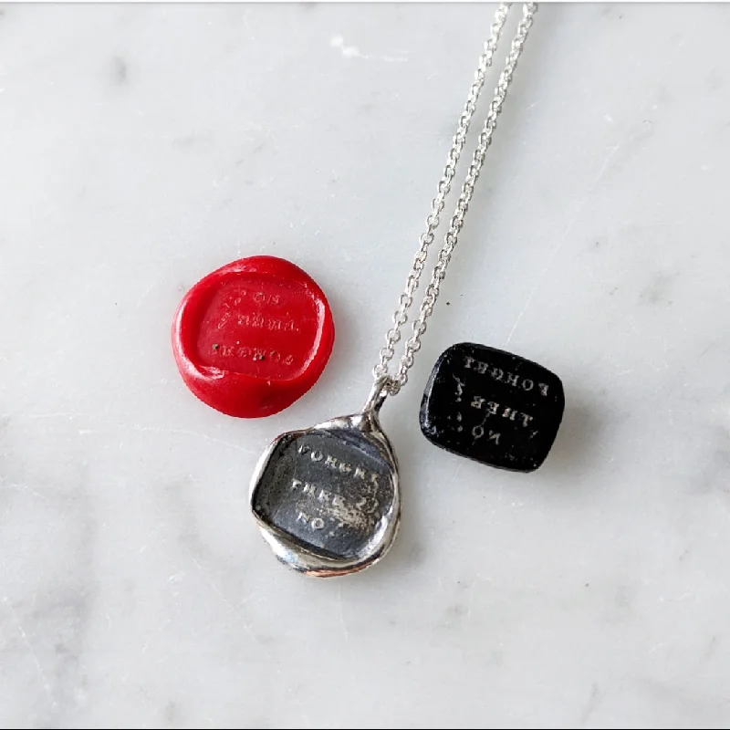 Glossy enamel necklaces-Forget Thee? No! Wax Seal Necklace