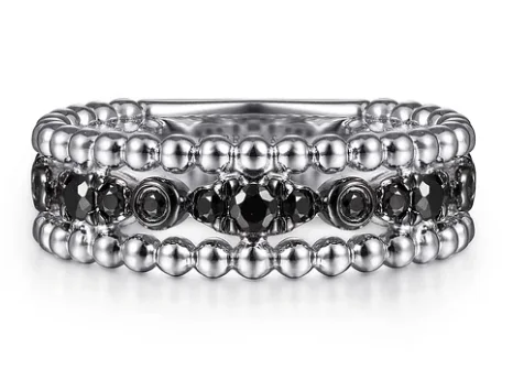 Intricate filigree rings-SS 0.50cttw Black Spinel Bujukan Easy Stackable Ladies Ring by Gabriel