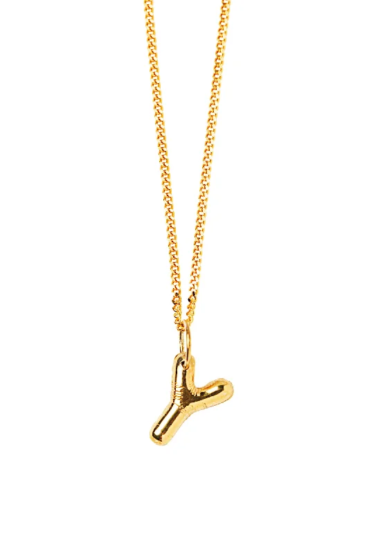 Sacred cross necklaces-Letter Y Gold Plated Necklace