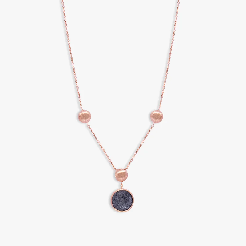 Ornate bib necklaces-Kensington Necklace In 14K Satin Rose Gold with Black Rutilated Quartz