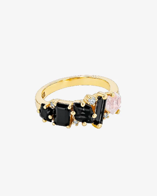 Glossy enamel rings-Nadima Blend Black Ombre Ring