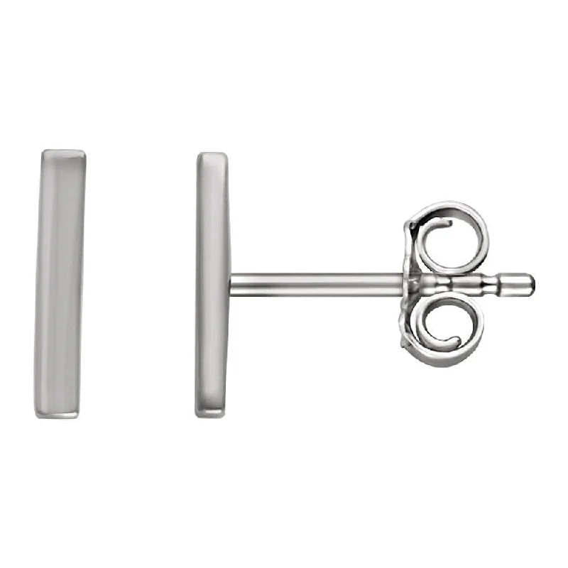 Shiny glass earrings-1.8 x 8.7mm (3/8 Inch) 14k White Gold Small Vertical Bar Earrings