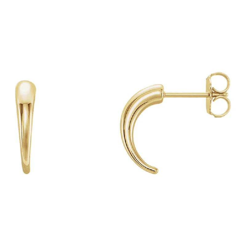 High-gloss earrings-3x13mm (1/8 x 1/2 Inch) 14k Yellow Gold Small Tapered J-Hoop Earrings