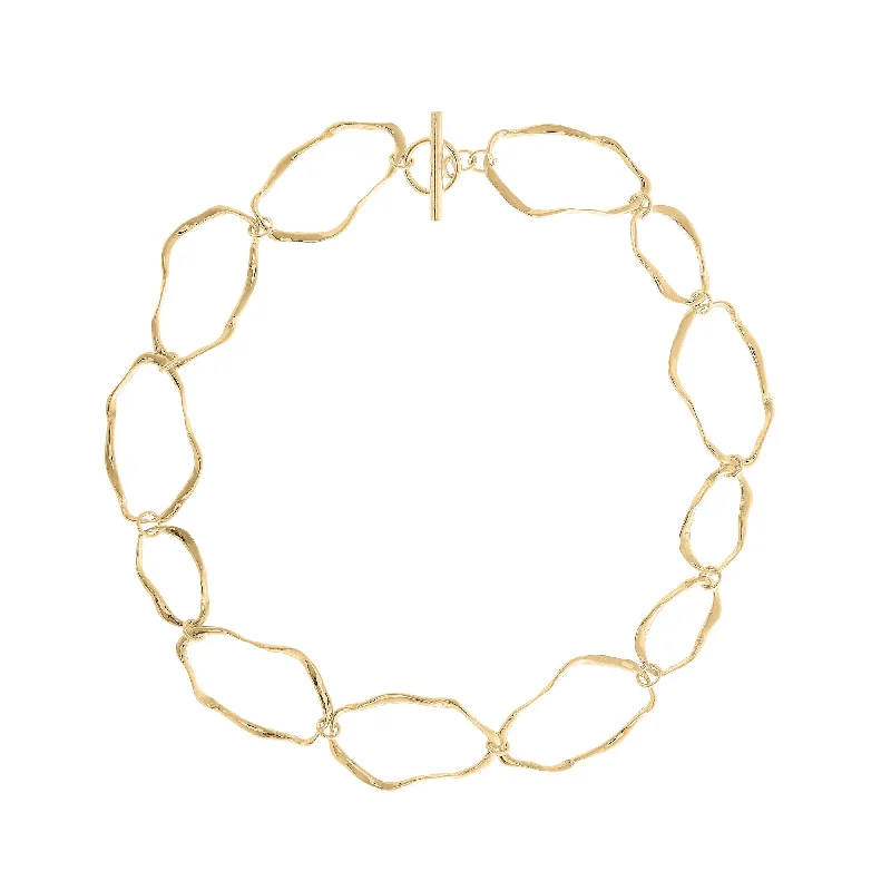 Edgy art necklaces-Ripple Link Gold Plated Necklace