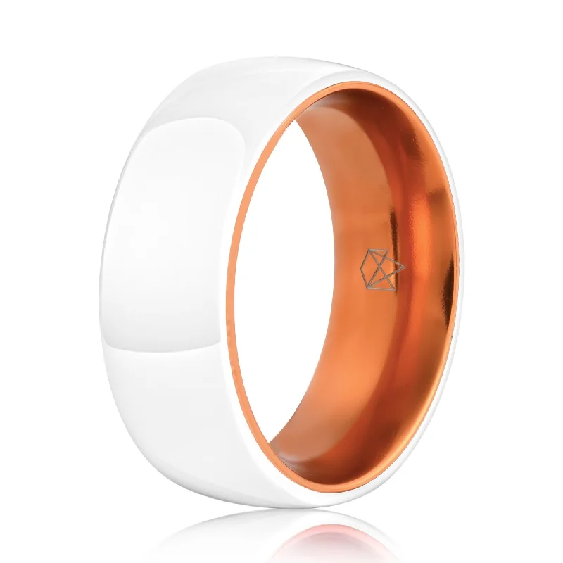 Spinel stone rings-White Ceramic Ring - Resilient Orange