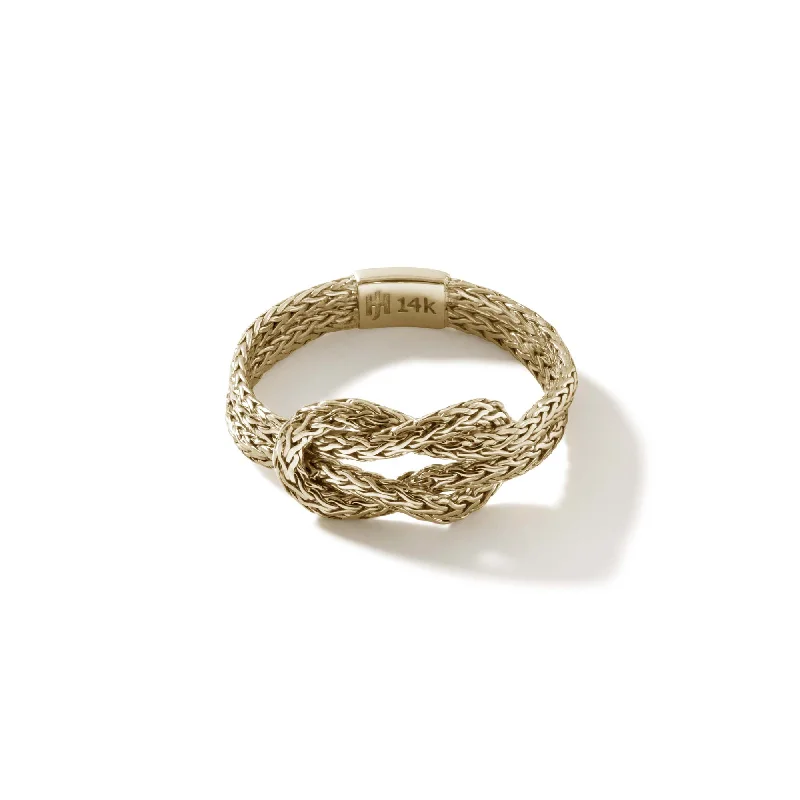 Tulip rings-14K Yellow Gold Manah Love Knot Chain Ring by John Hardy