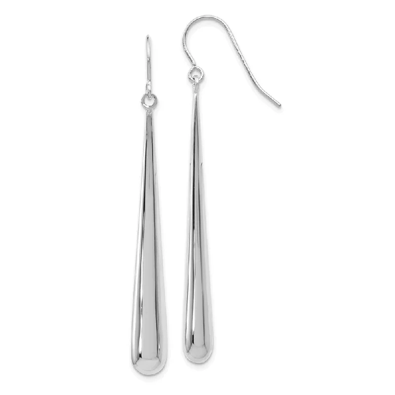 Solar themed earrings-14k White Gold Long Polished Teardrop Dangle Earrings, 52mm (2 Inch)