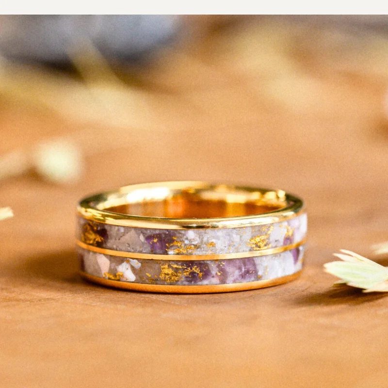 New moon rings-Custom Gold, Silver or Titanium Band - 2-Inlay Ring