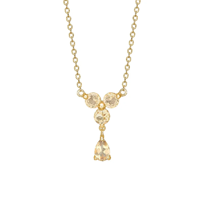 Celestial sign necklaces-Unicorn 18K Gold Plated Necklace w. round and pear Quartz