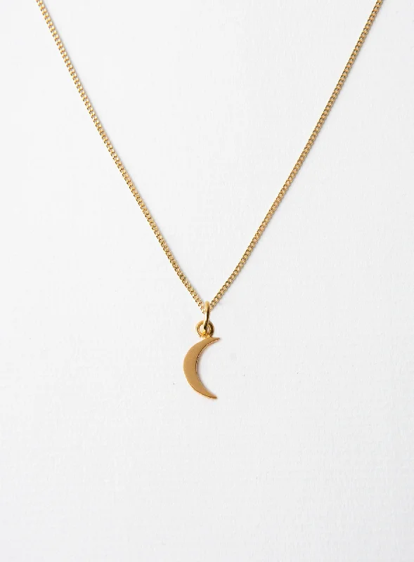 Brilliant gem necklaces-Small Moon 14K Gold Plated Necklace