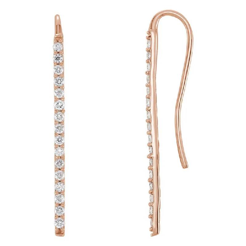 Sharp bar earrings-1.3 x 23mm 14k Rose Gold 1/3 CTW (H-I, I1) Diamond Bar Earrings