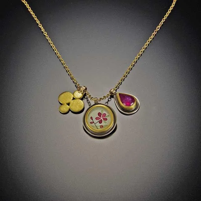 Tie-back necklaces-Plum Blossom Charm Necklace