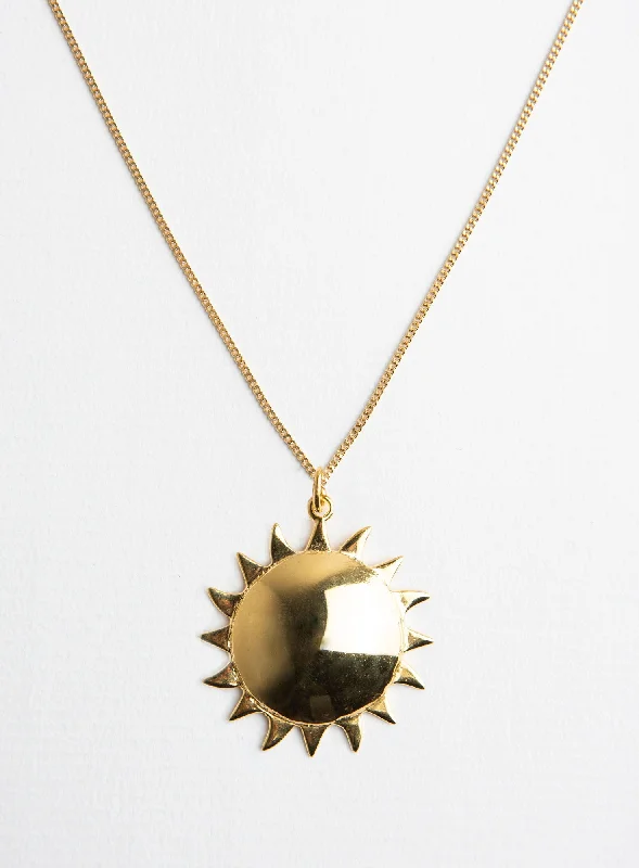 Georgian style necklaces-Big Sun 14K Gold Plated Necklace