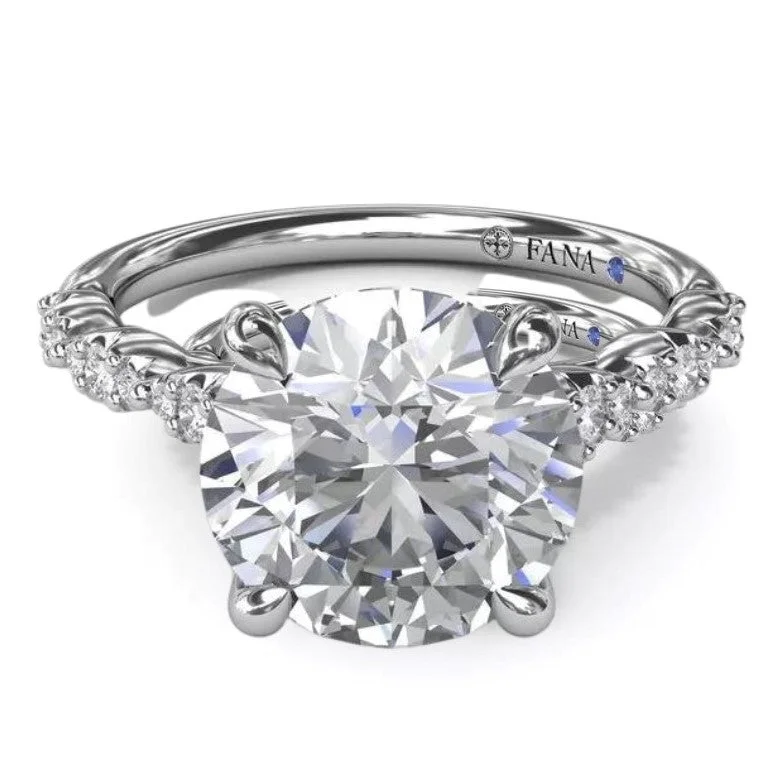 Triple-tone rings-14K White Gold 0.20cttw G/H SI Round Petite Pave Diamond Semi-Mount Ring by Fana