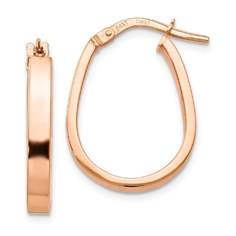 Subtle triangle earrings-3mm U Shape Hoop Earrings in 14k Rose Gold, 19mm (3/4 Inch)