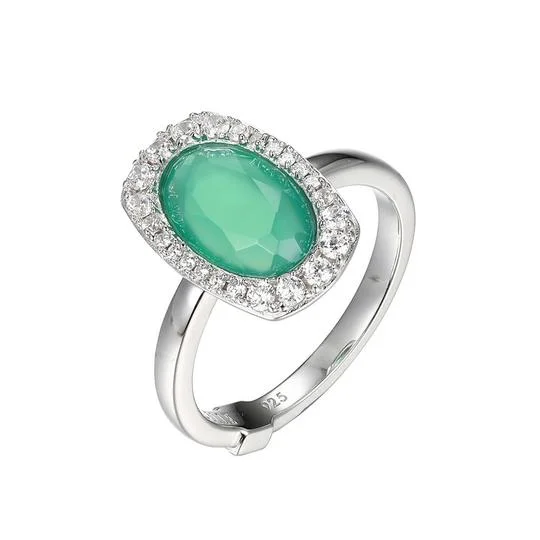 Solar theme rings-Sterling Silver Ring with Genuine Chrysoprase by ELLE