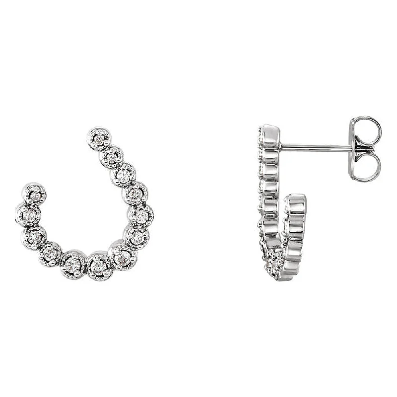 Oval drop earrings-2 x 13mm 14k White Gold 1/4 CTW (G-H, I1) Diamond J-Hoop Earrings