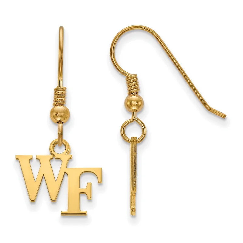 Jet black earrings-14k Gold Plated Silver Wake Forest Univ. XS (Tiny) Dangle Earrings