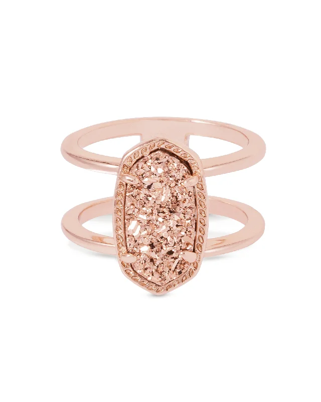 Prism star rings-Elyse Rose Gold Plated Ring in Rose Gold Drusy Sz 8 by Kendra Scott