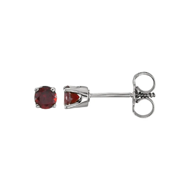 Braided bead earrings-Kids 14k White Gold 3mm Mozambique Garnet Youth Threaded Post Earrings