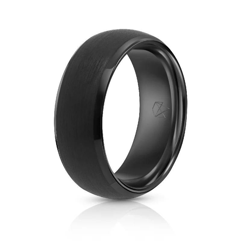 Oval design rings-Black Tungsten Ring - Minimalist