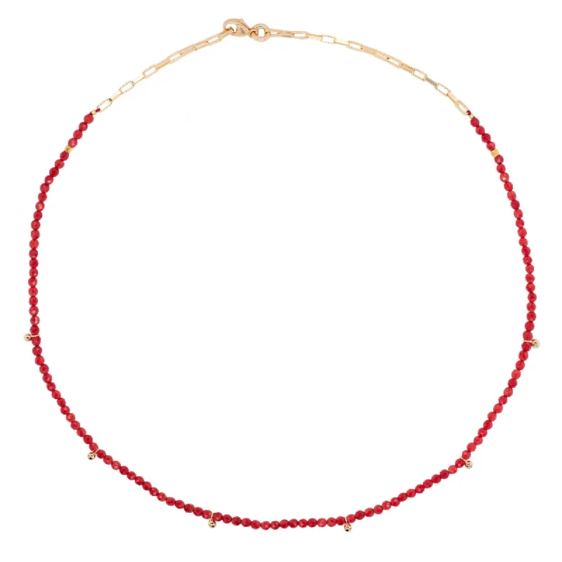 Wave shape necklaces-Red Gold Plated Necklace w. Jade