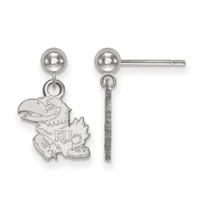 Token coin earrings-14k White Gold University of Kansas Ball Dangle Earrings